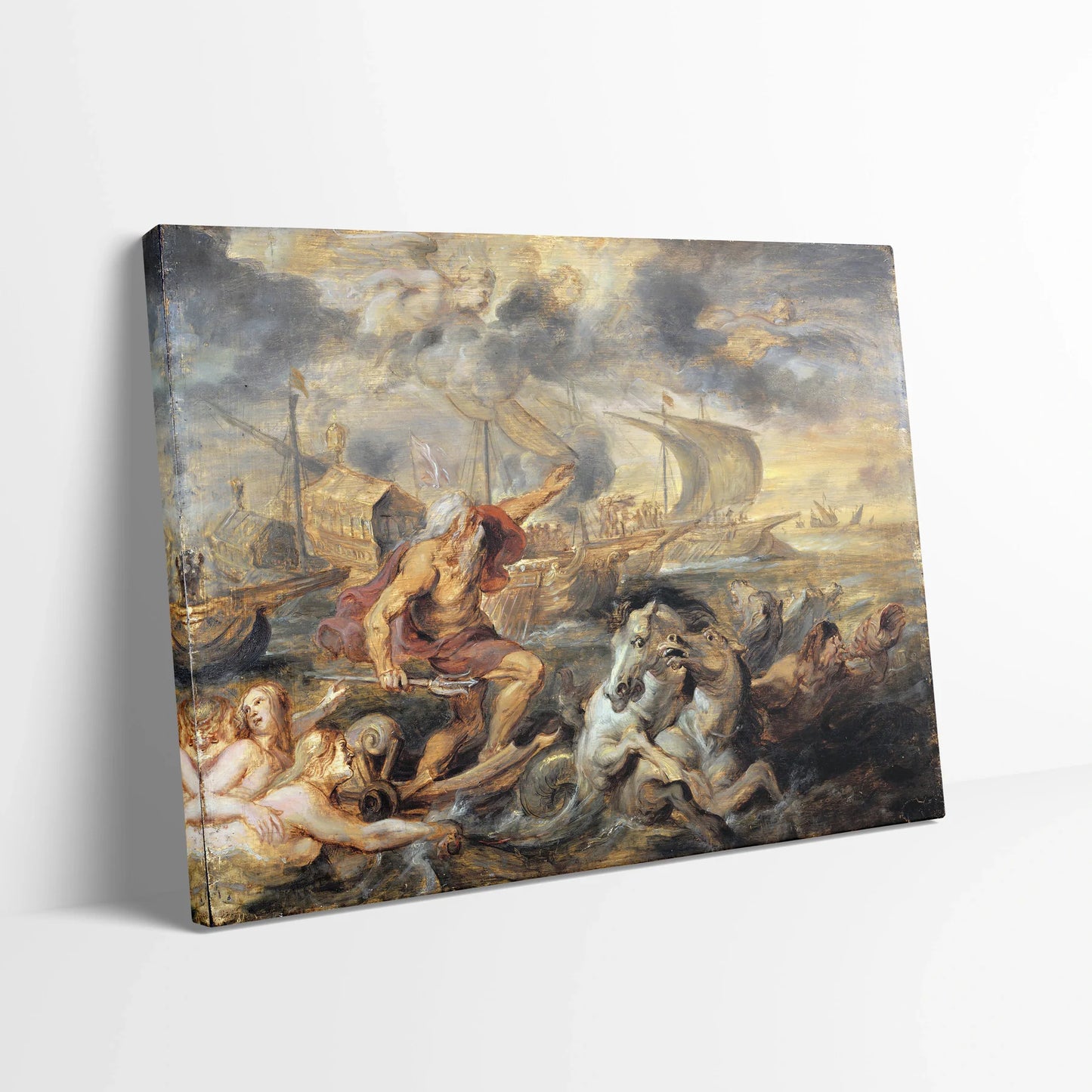 Tablou picturi celebre - Călătoria cardinalului de la Barcelona la Genova, Rubens - vedere din lateral sprijinit perete