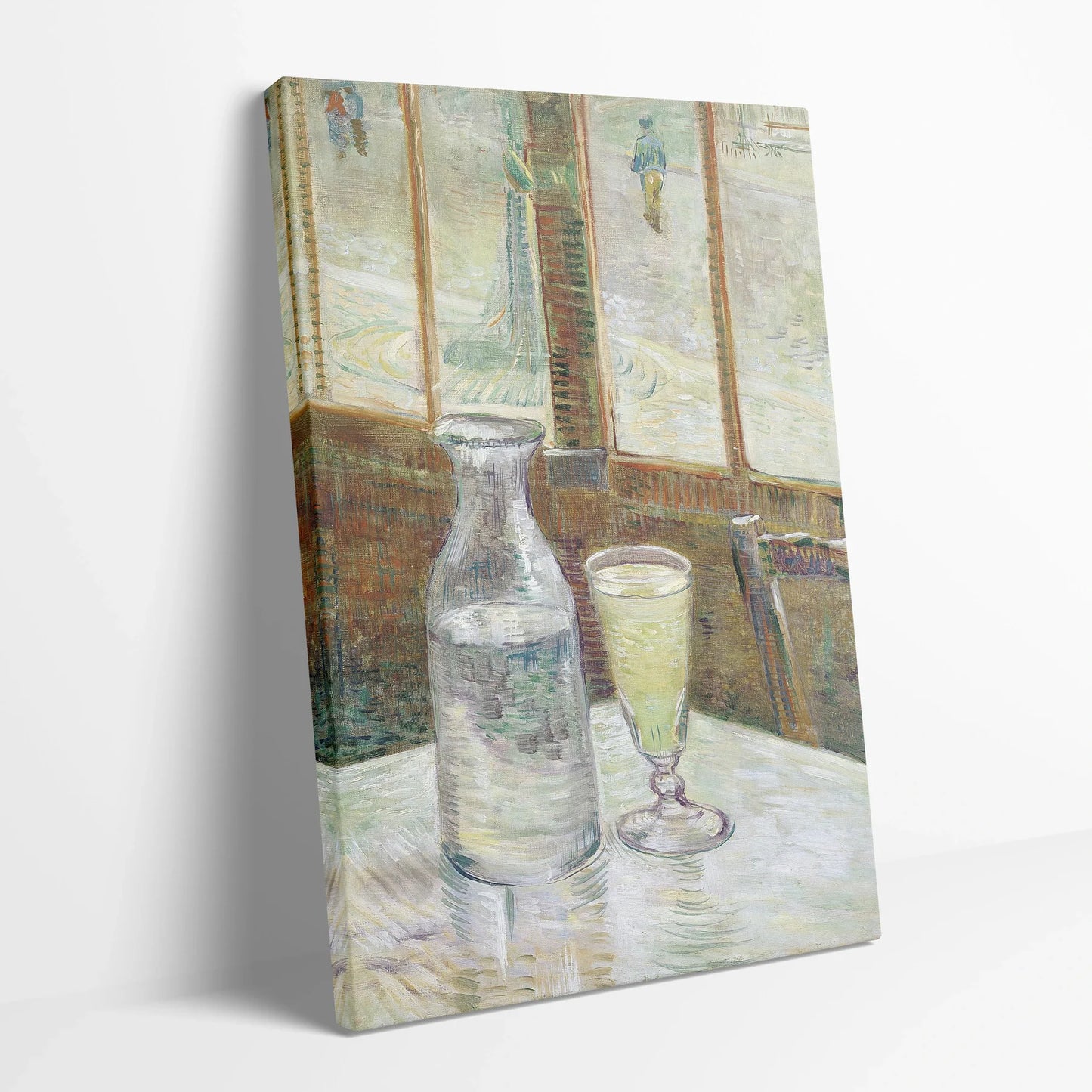 Tablou picturi celebre - Masă de cafea cu absint, Van Gogh - vedere din lateral sprijinit perete