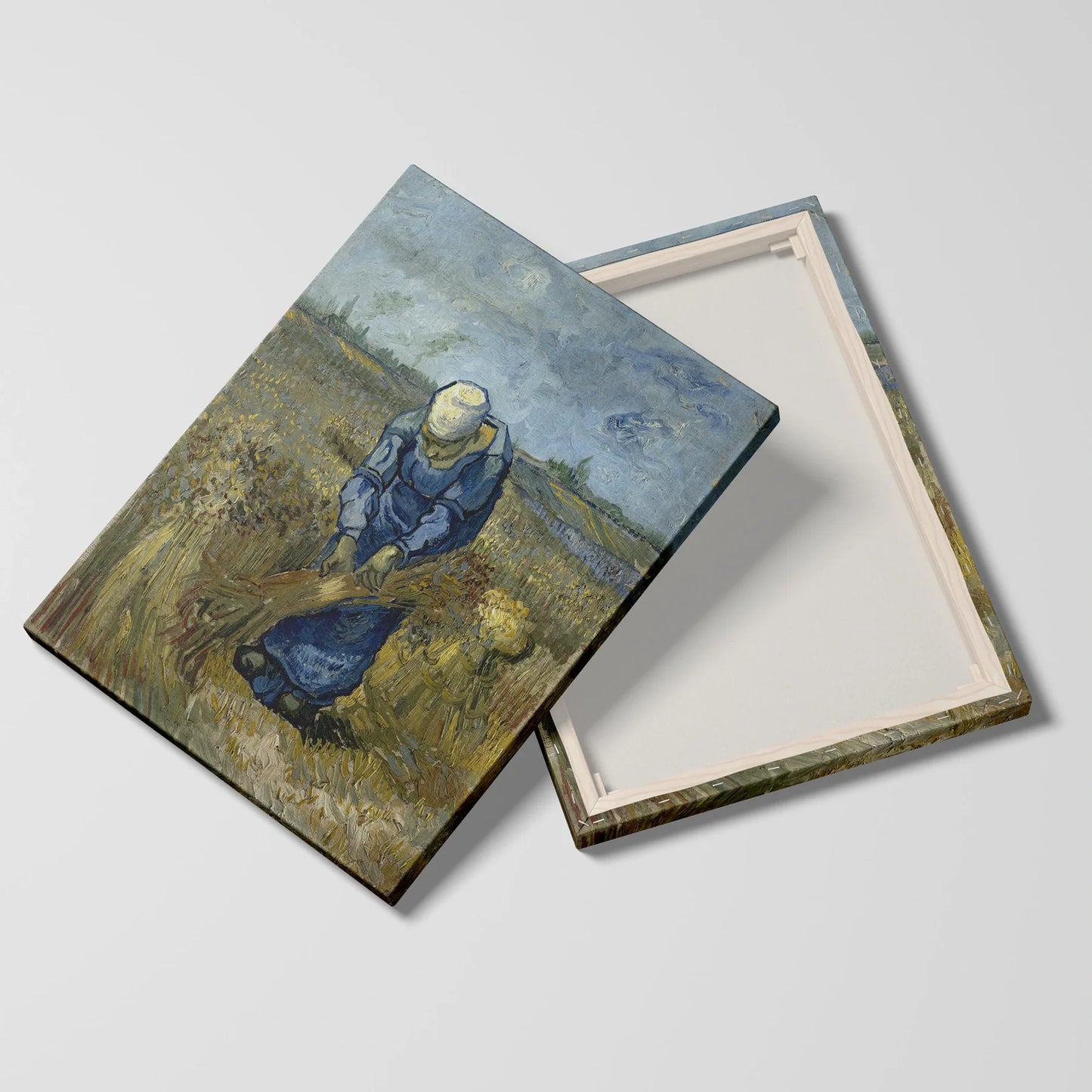 Tablou picturi celebre - Femeie tărană legând snopuri, Van Gogh - vedere fata verso