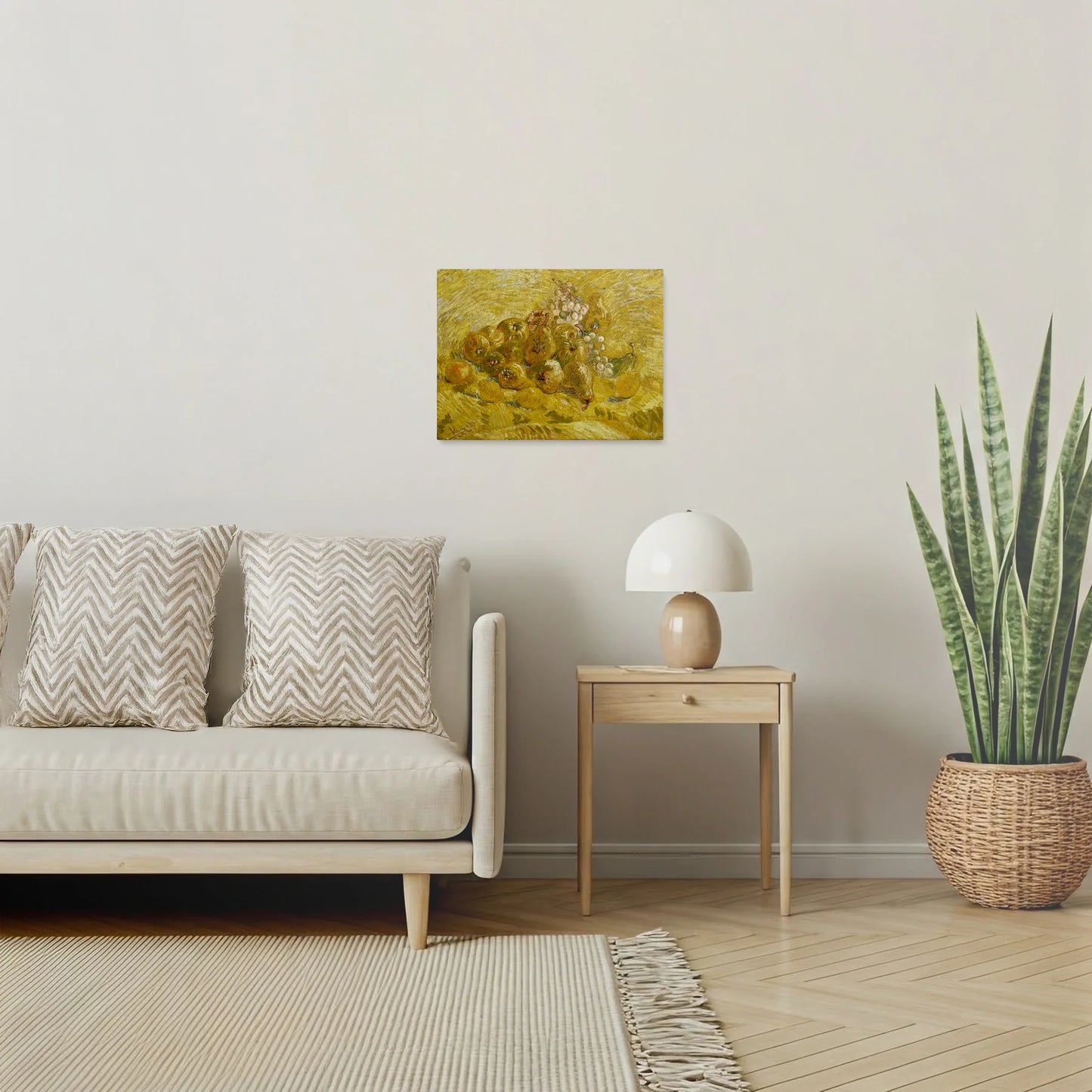 Tablou picturi celebre - Gutui, lămâi, pere și struguri, Van Gogh - vedere living