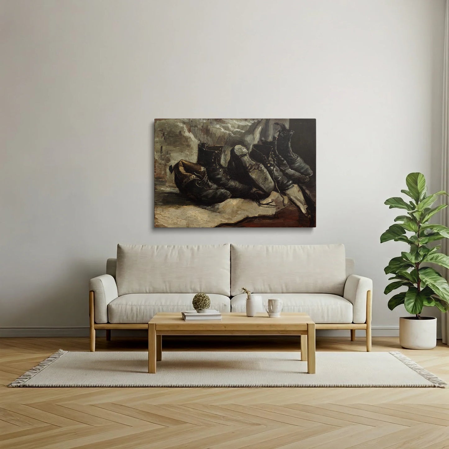Tablou picturi celebre - Trei perechi de pantofi, Van Gogh - vedere living