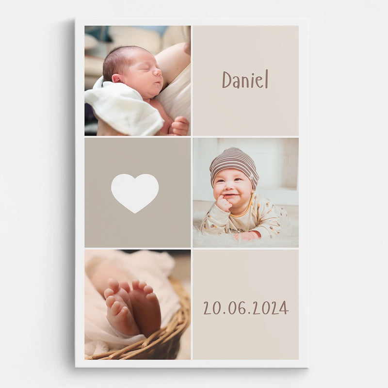 Tablou personalizat bebelusi - 3 poze minimalist - WOWCanvas.ro