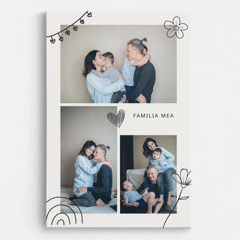 Tablou personalizat familie - colaj 3 poze - WOWCanvas.ro