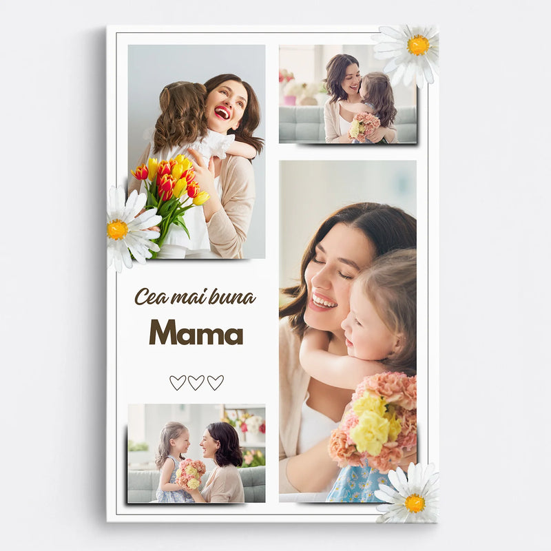 Tablou personalizat aniversare - "cea mai buna" - colaj 4 poze