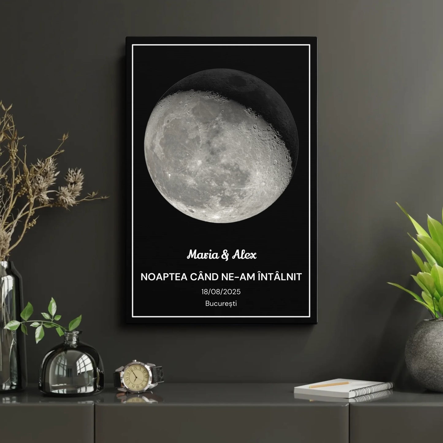 tablou personalizat cu faza Lunii intr-o noapte speciala
