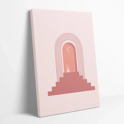 Tablou Abstract - Arhitectură Minimalistă și Calmă - vedere din lateral sprijinit perete