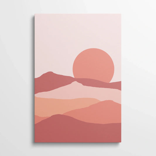 Tablou Abstract - Peisaj Minimalist cu Soare La Apus