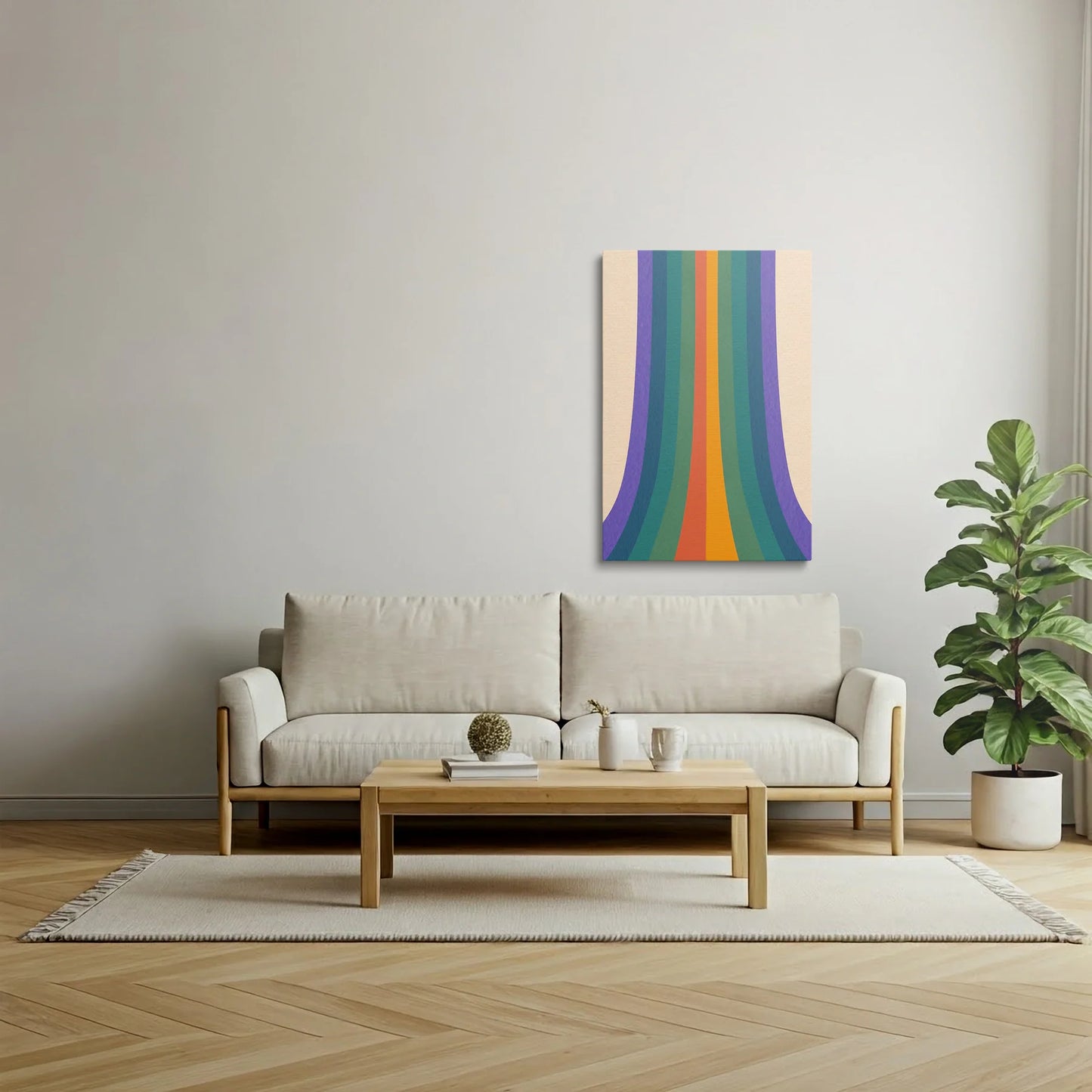Tablou Abstract - Linii Colorate și Elegante - vedere living