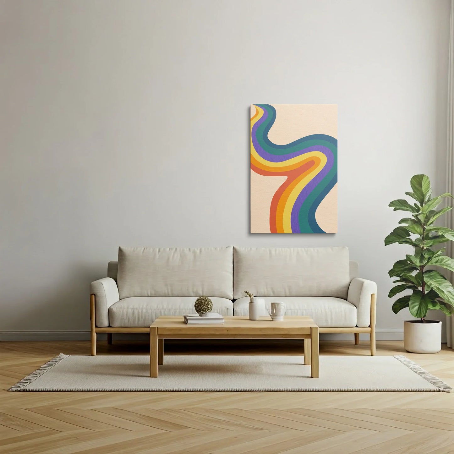 Tablou Abstract - Design Colorat și Fluid - vedere living