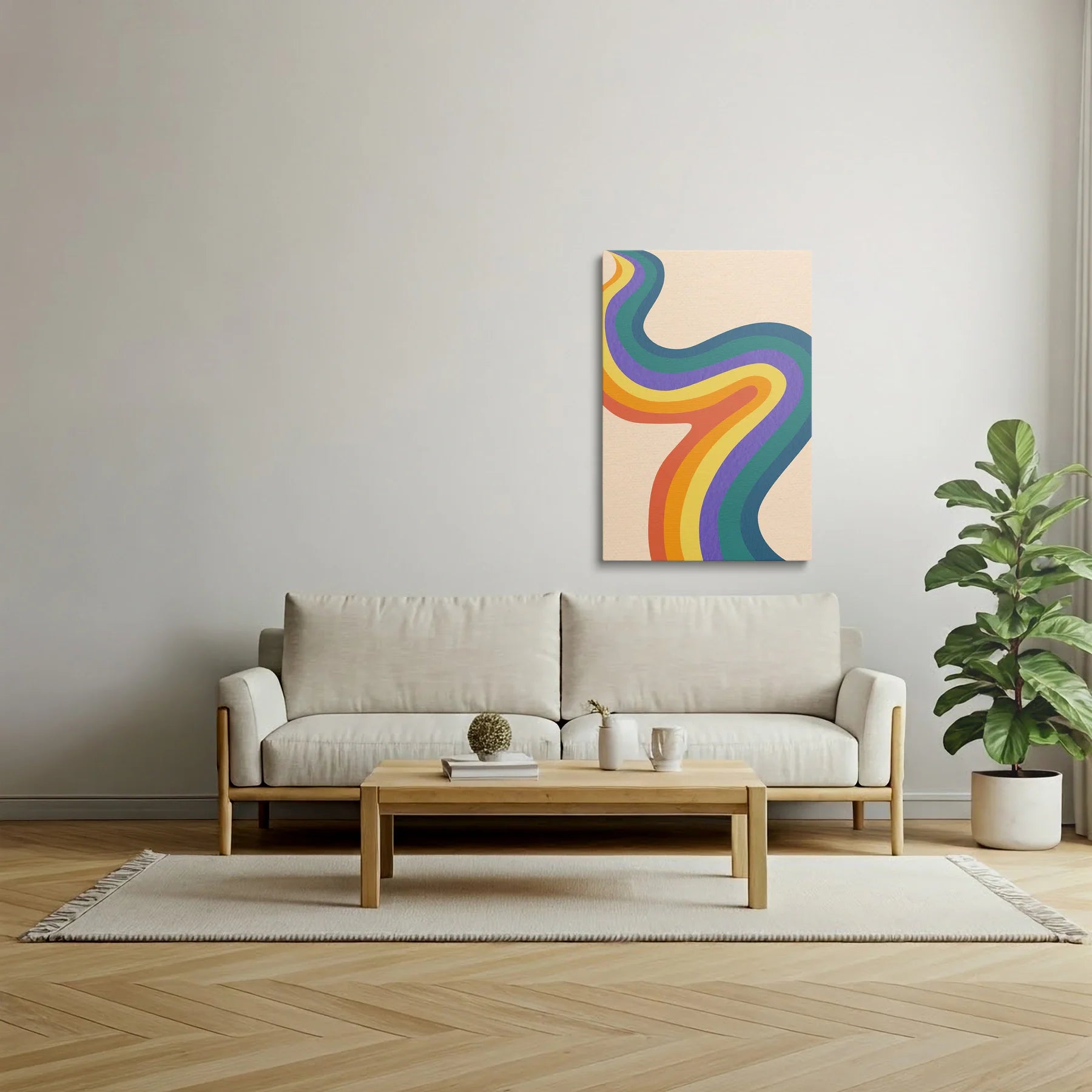 Tablou Abstract - Design Colorat și Fluid - vedere living