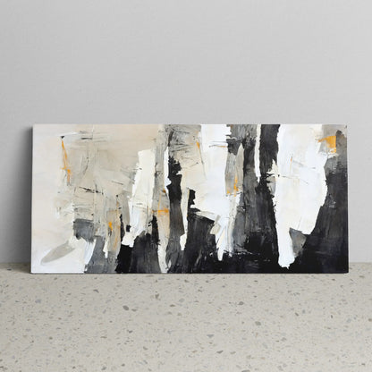 Tablou Abstract - Lucrări Artistice cu Pensula Expresivă - vedere sprijinit perete