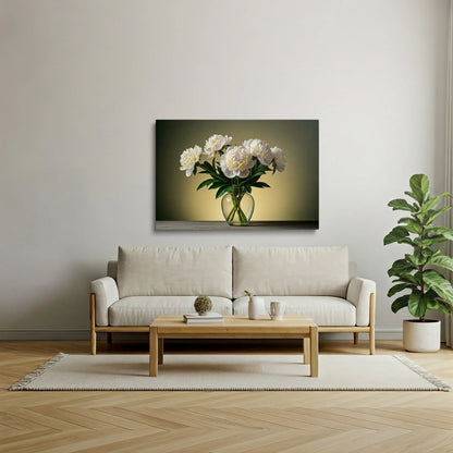Tablou Flori - Bujori Albi Expresivi în Stil Artistic