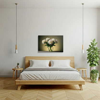 Tablou Flori - Bujori Albi Expresivi în Stil Artistic