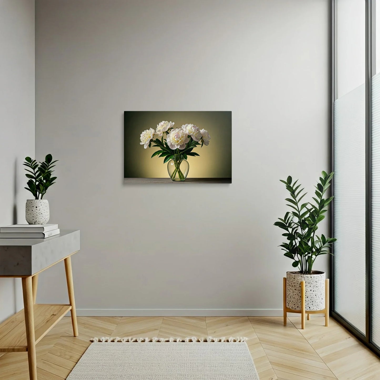 Tablou Flori - Bujori Albi Expresivi în Stil Artistic