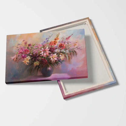 Tablou Flori - Buchet Colorat în Vază - vedere din lateral