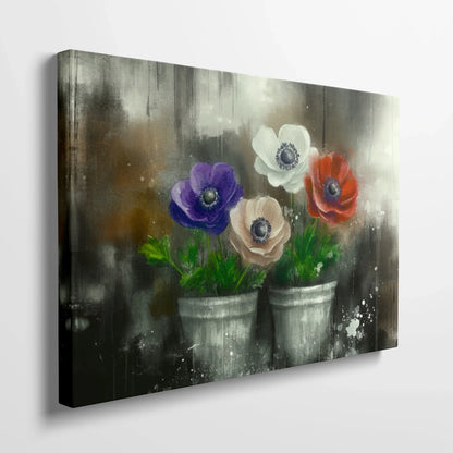 Tablou Flori - Buchet Colorat de Anemone - vedere din lateral