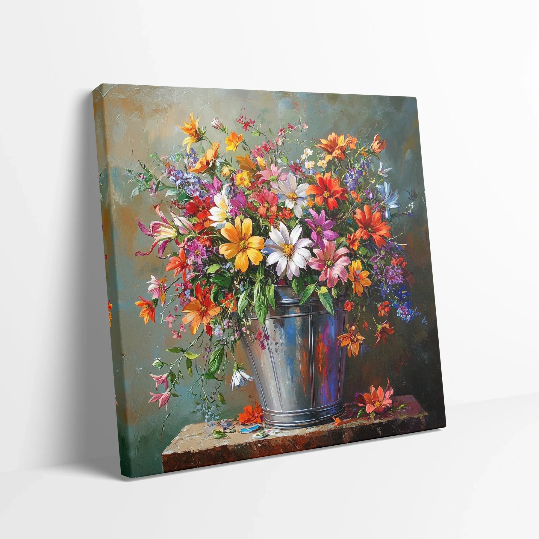 Tablou Flori - Buchet Colorat de Primăvară - vedere din lateral