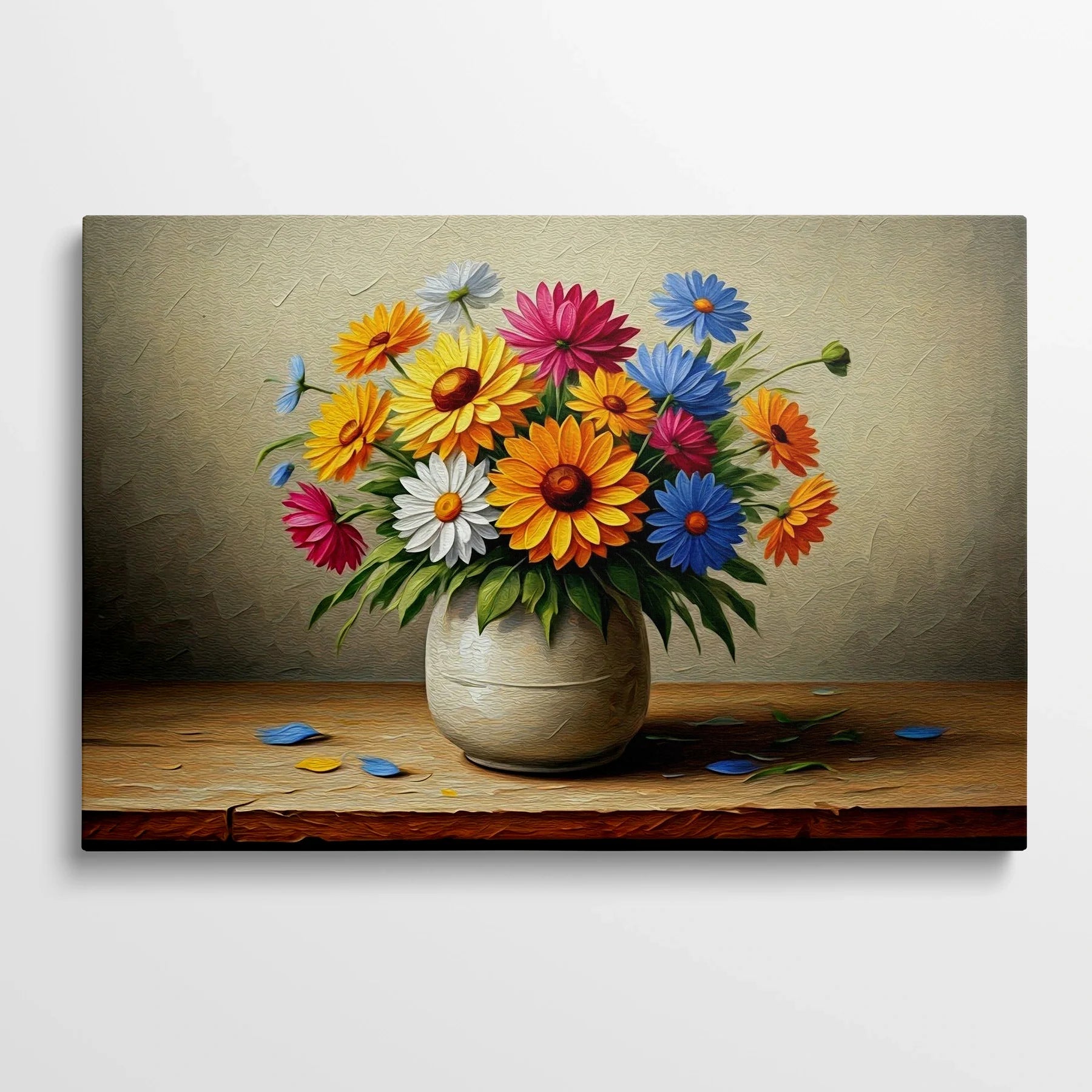 Tablou Flori - Buchet Colorat de Flori în Vas - vedere din fata