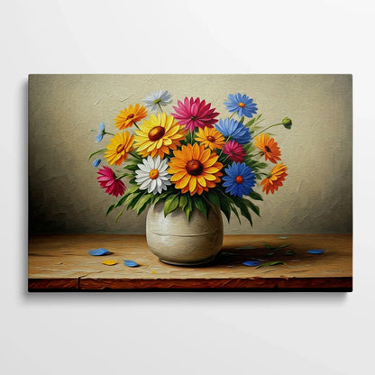 Tablou Flori - Buchet Colorat de Flori în Vas - vedere din fata