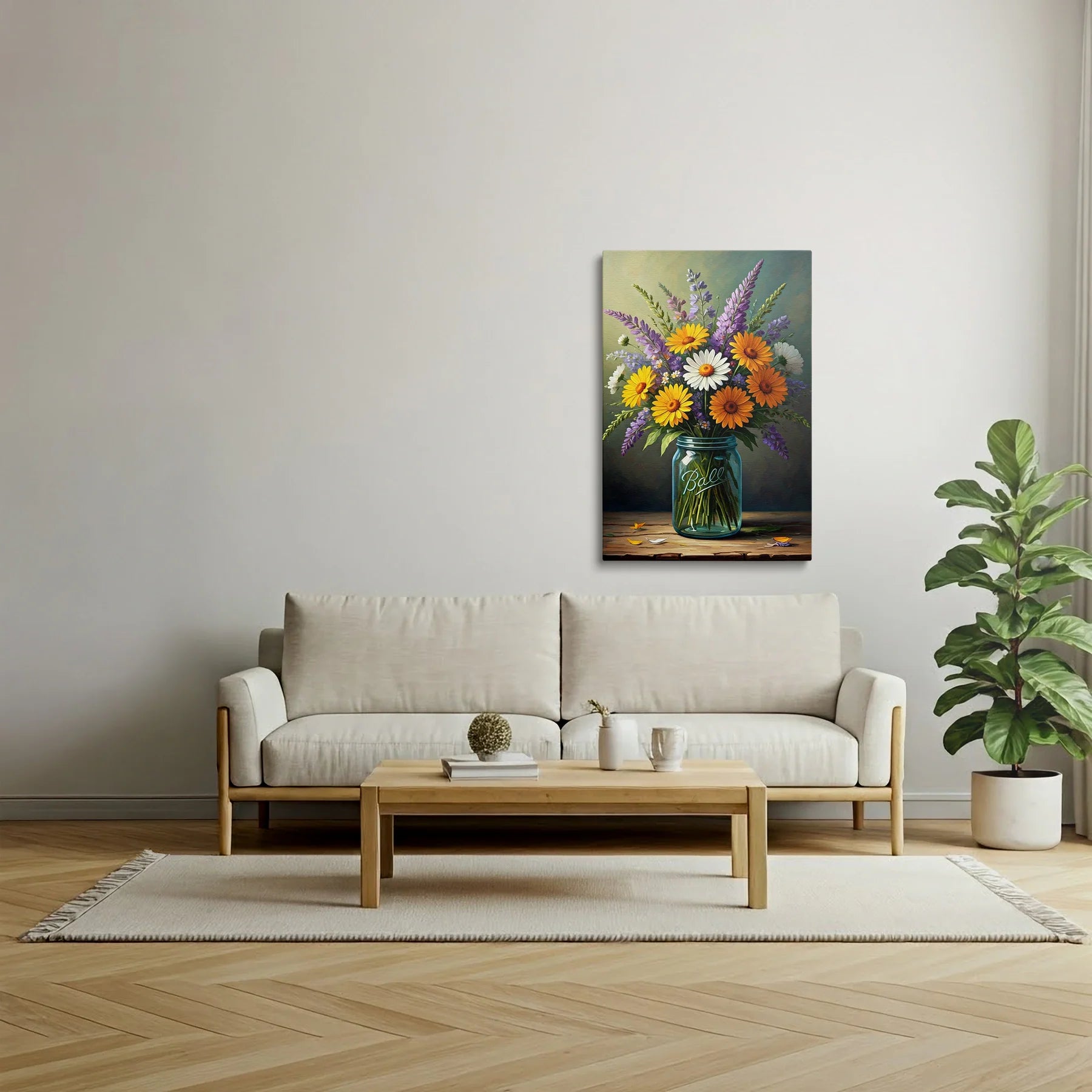 Tablou Flori - Buchet Expresiv în Natură - vedere living
