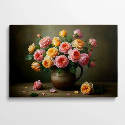 Tablou Flori - Trandafiri Colorați în Vase - vedere din fata
