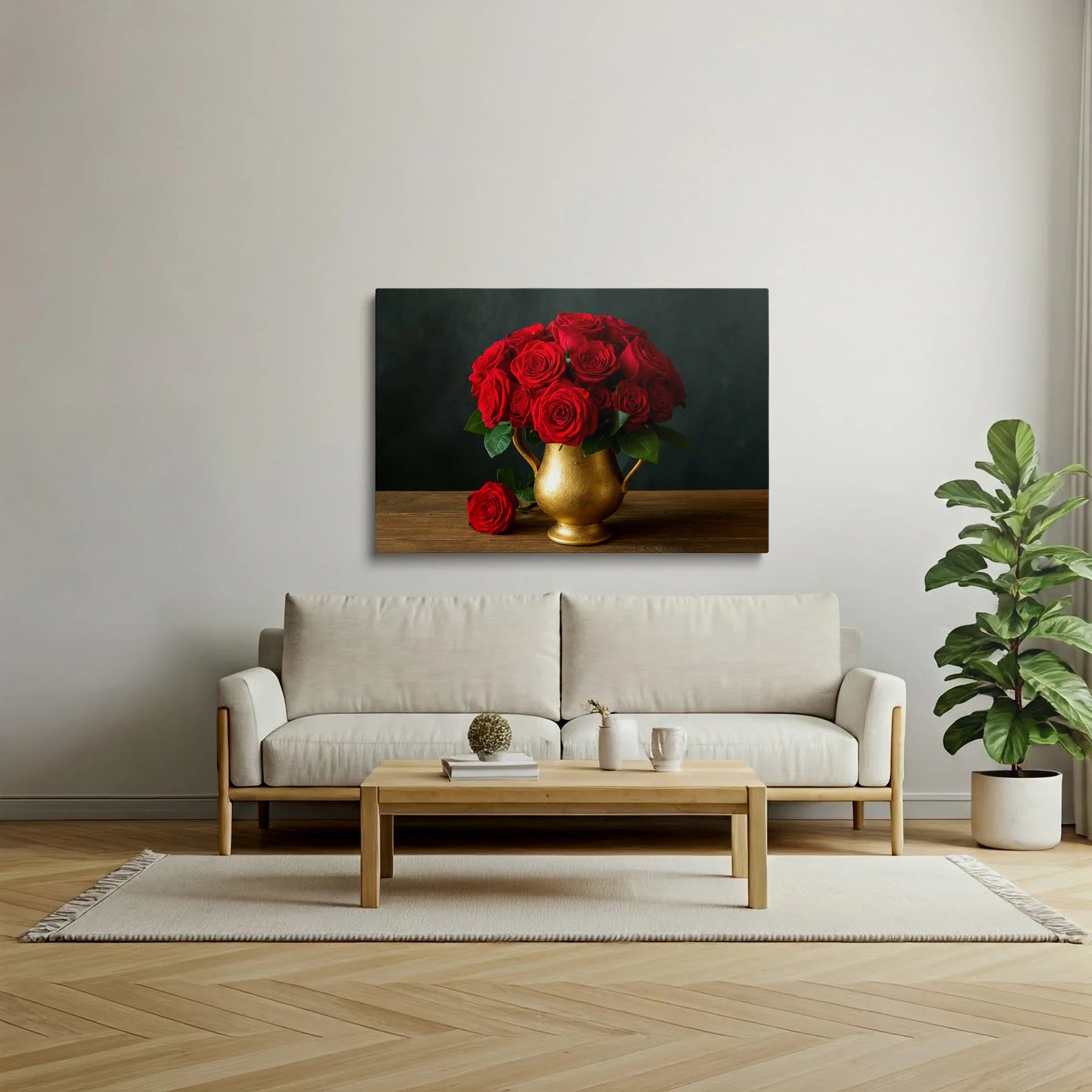 Tablou Flori - Trandafiri Roșii în Stil Artistic - vedere living
