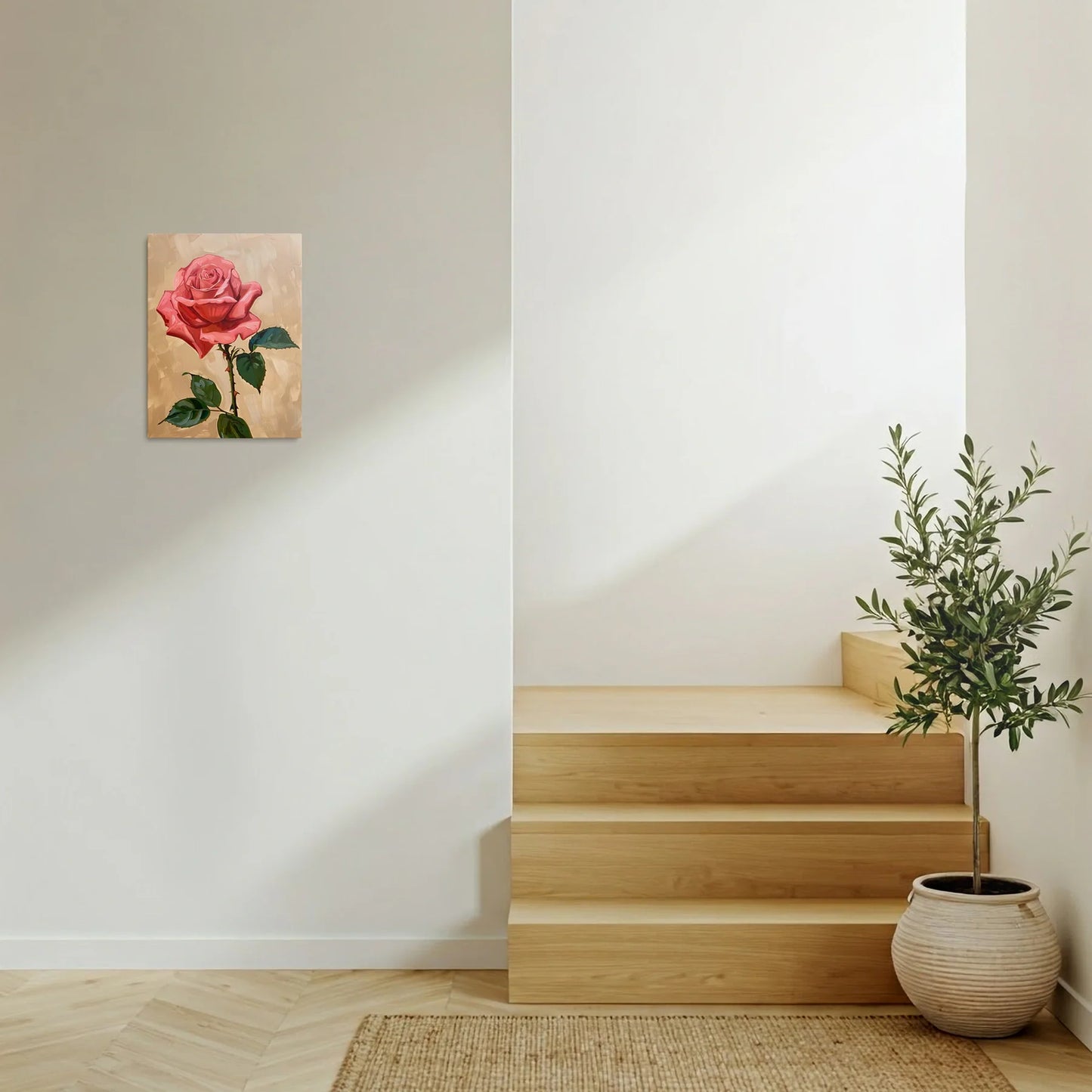 Tablou Flori - Trandafir Colorat Pe Fundal Neutru