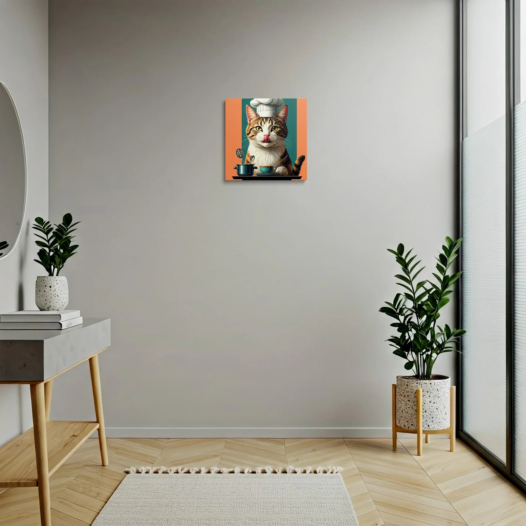 Tablou Modern - Portret Geometric Al Unei Pisici Chef - vedere hol