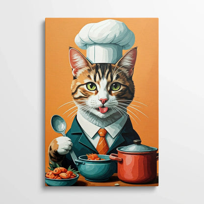 Tablou Modern - Portret Geometric Al Unui Pisic Chef - vedere din fata