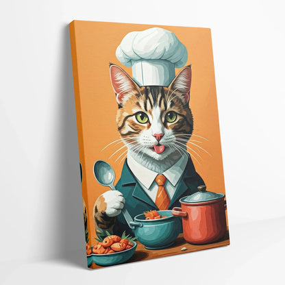 Tablou Modern - Portret Geometric Al Unui Pisic Chef - vedere din lateral sprijinit perete