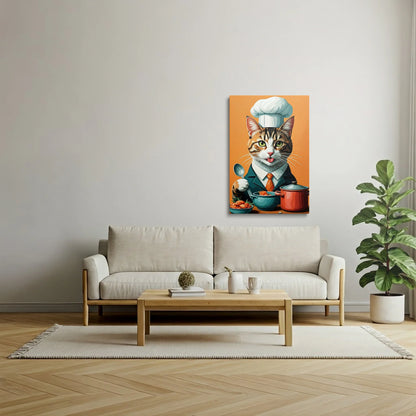 Tablou Modern - Portret Geometric Al Unui Pisic Chef - vedere living