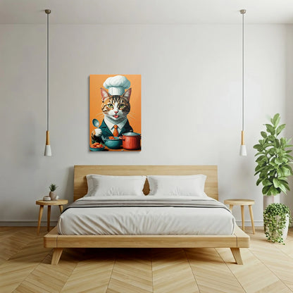 Tablou Modern - Portret Geometric Al Unui Pisic Chef - vedere dormitor