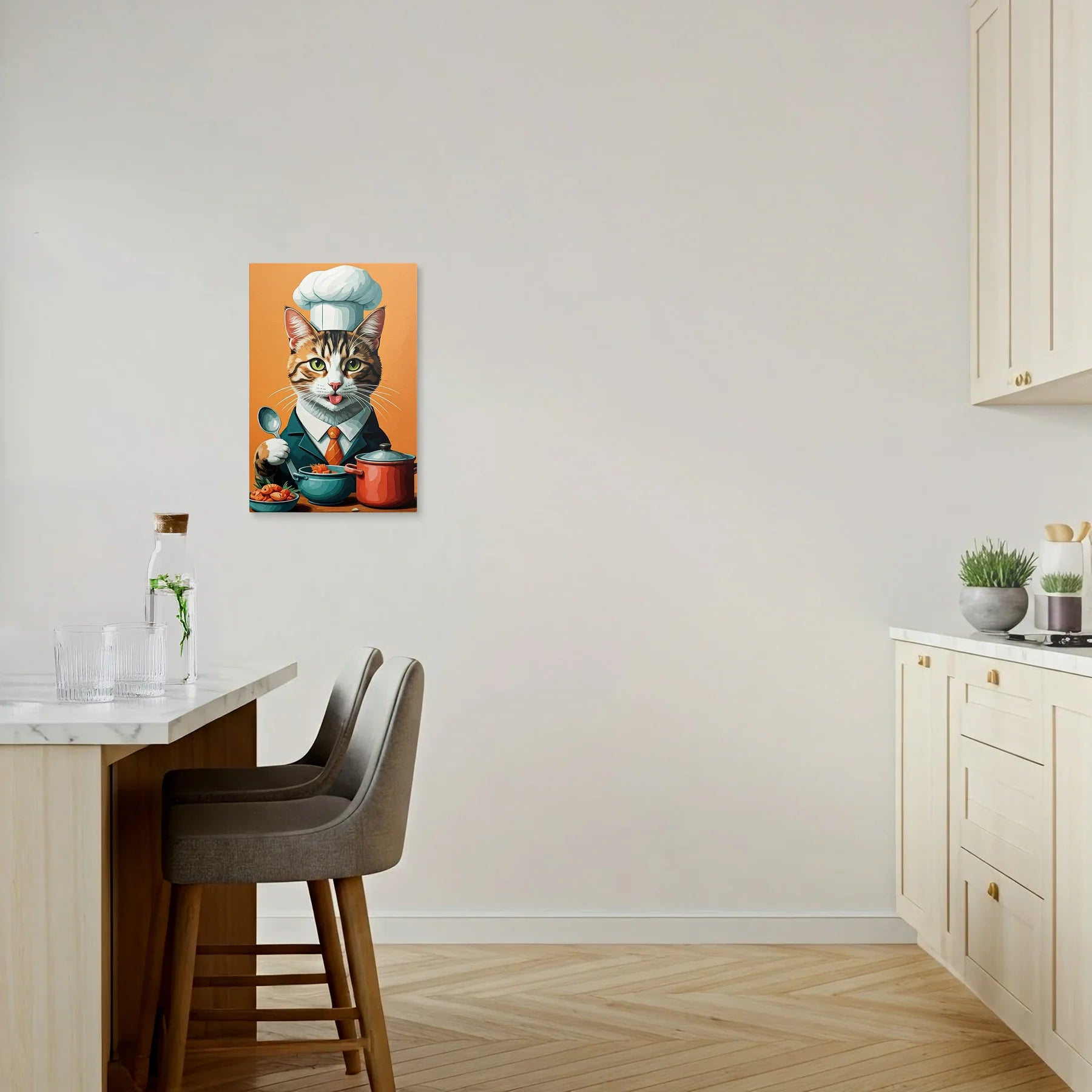 Tablou Modern - Portret Geometric Al Unui Pisic Chef - vedere bucatarie