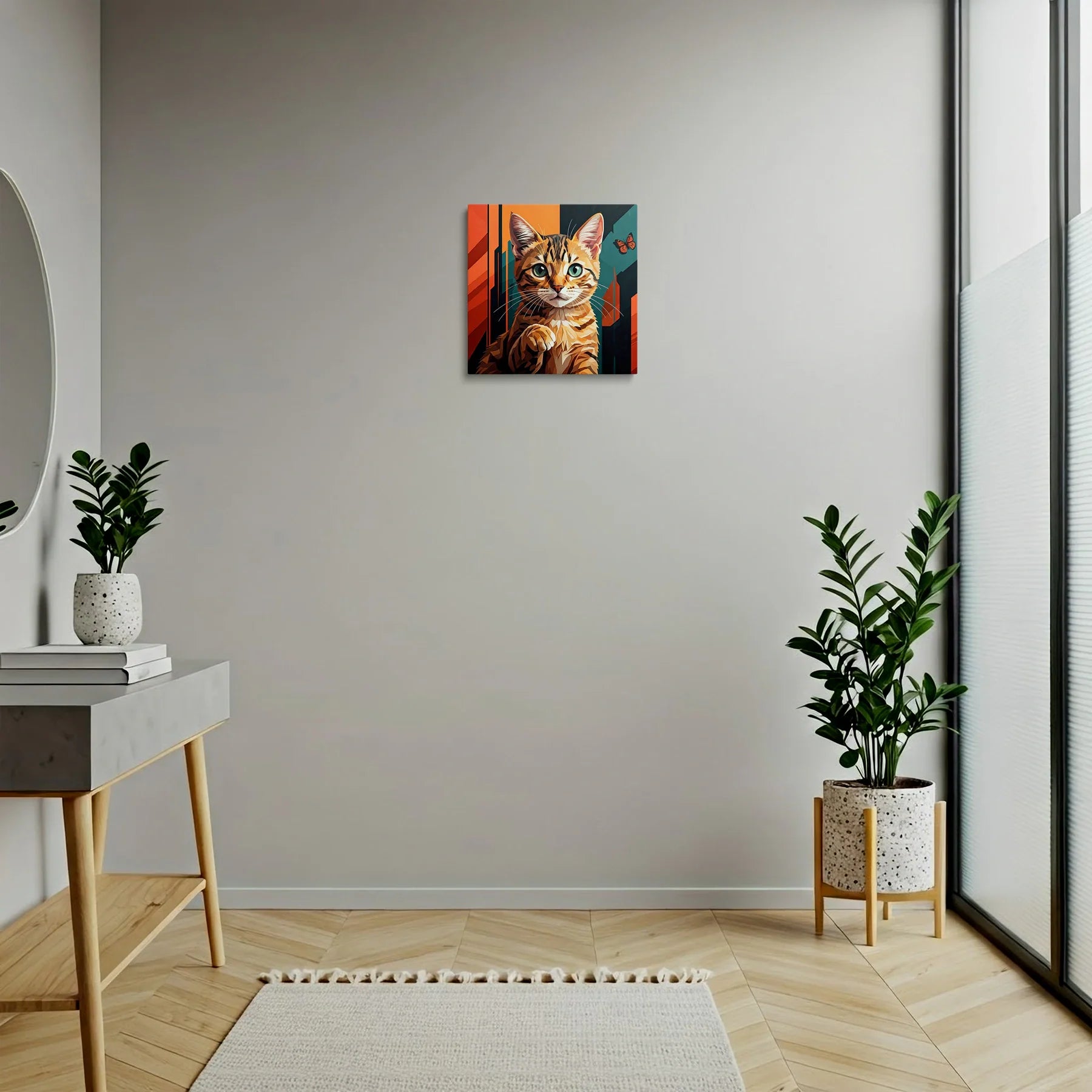 Tablou Modern - Curiozitatea Geometrică A Pisicii - vedere hol
