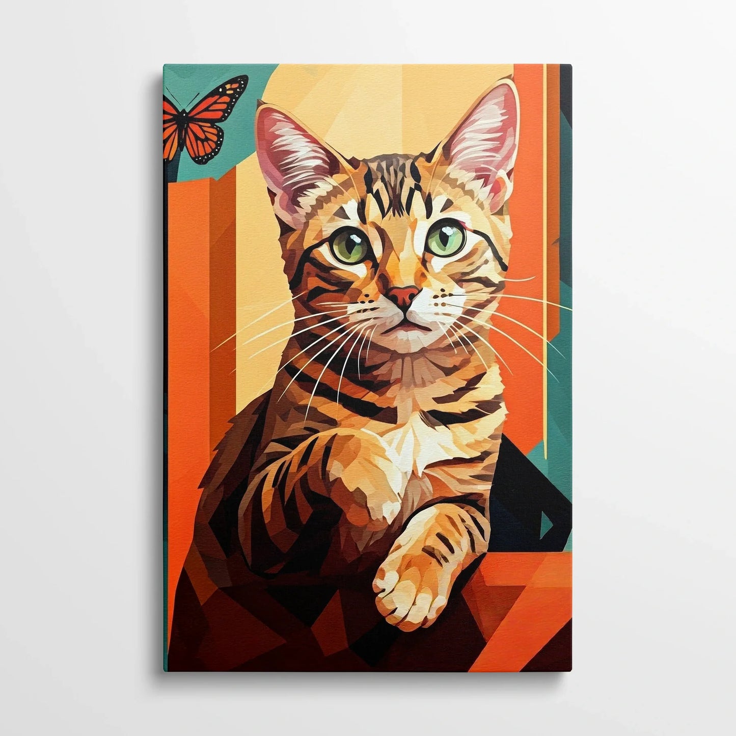 Tablou Modern - Portret Geometric de Pisică - vedere din fata