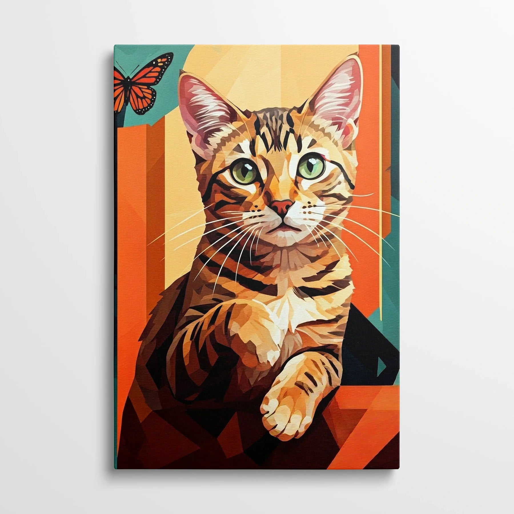 Tablou Modern - Portret Geometric de Pisică - vedere din fata