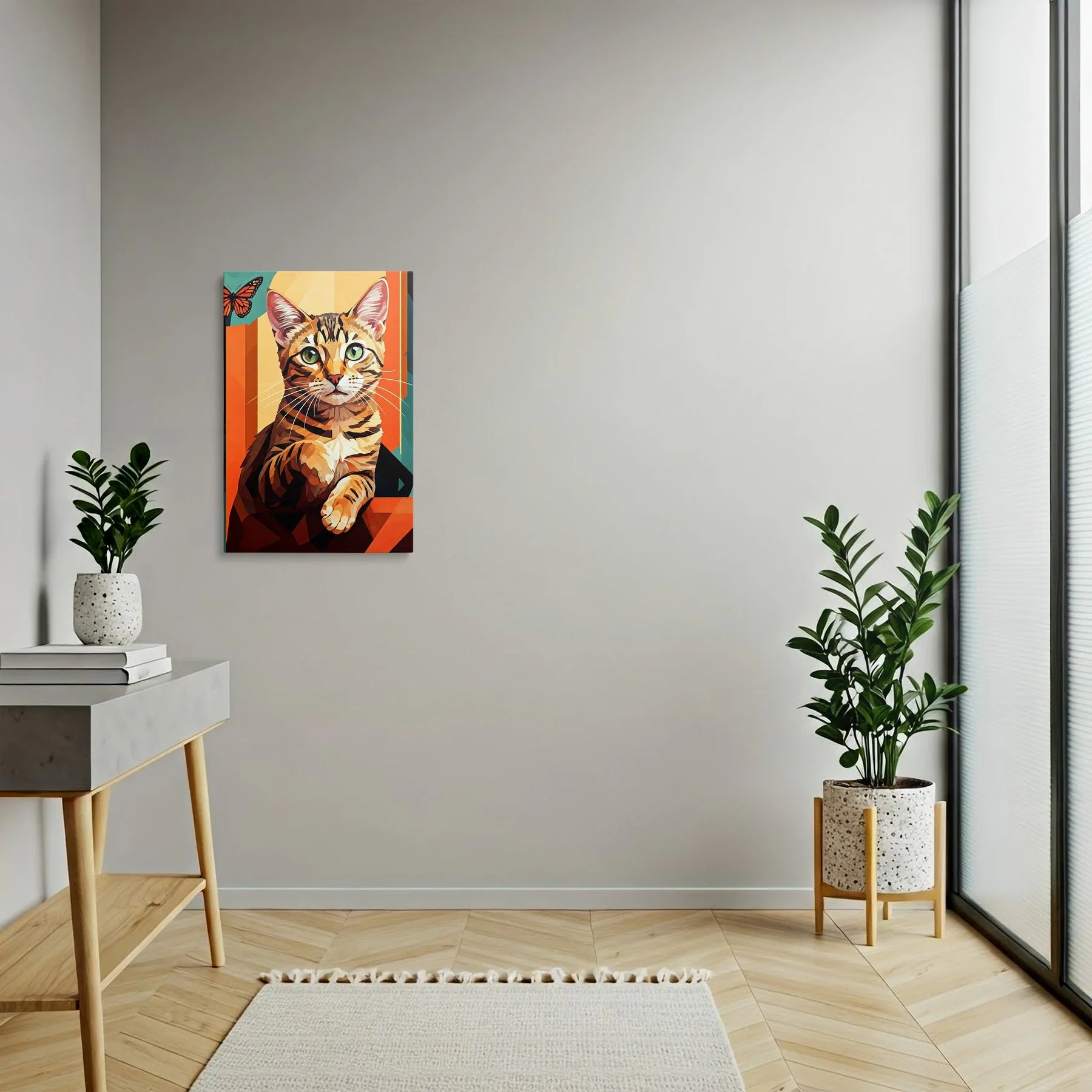 Tablou Modern - Portret Geometric de Pisică - vedere hol