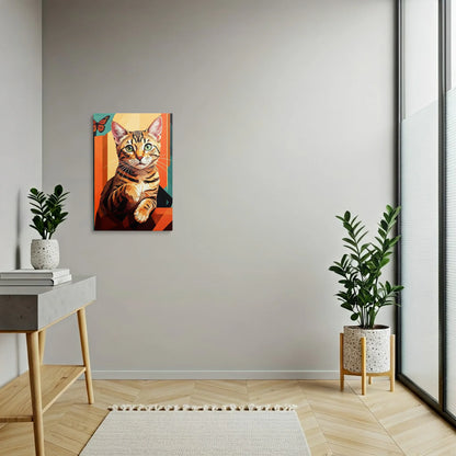 Tablou Modern - Portret Geometric de Pisică - vedere hol