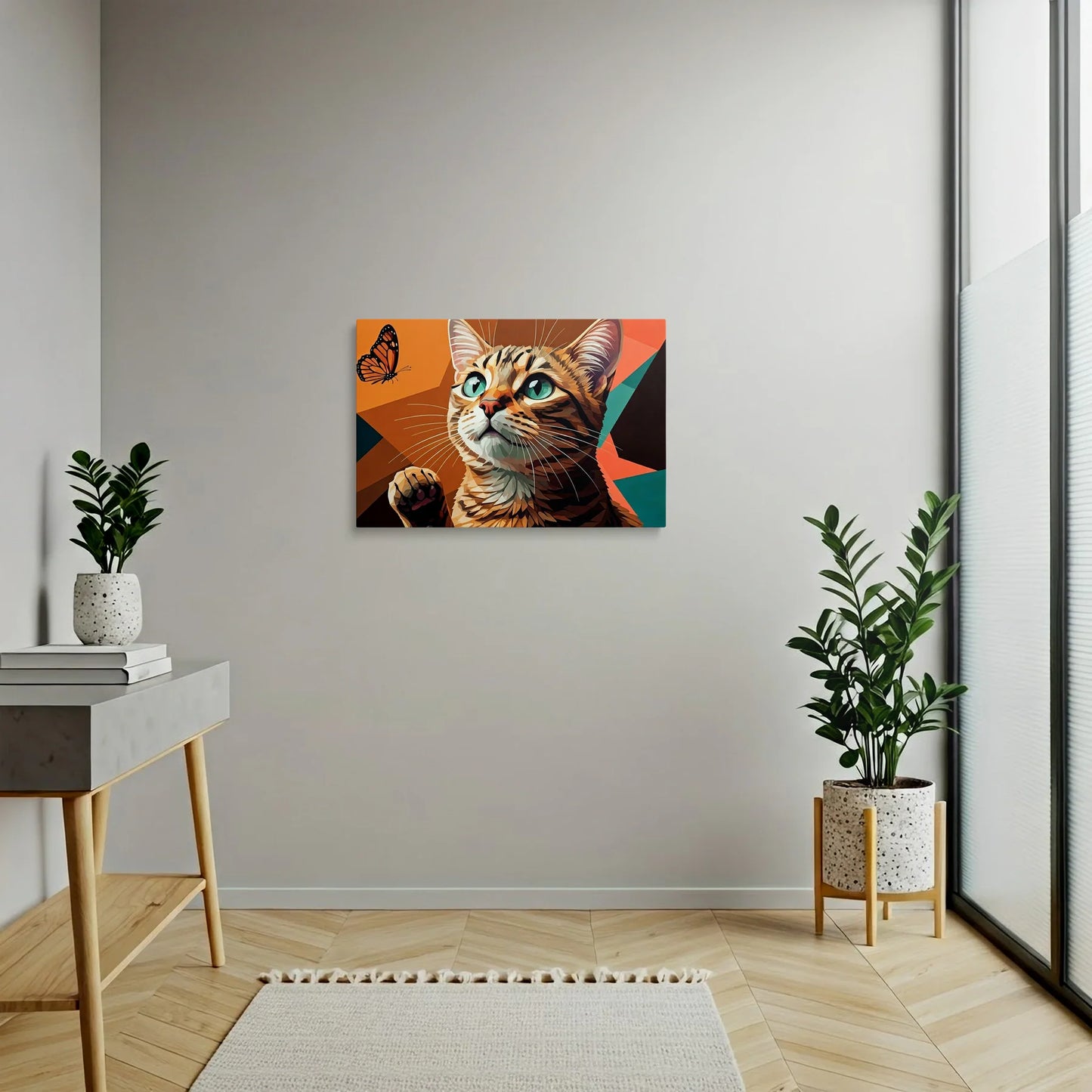 Tablou Modern - Portret Geometric de Pisică - vedere hol