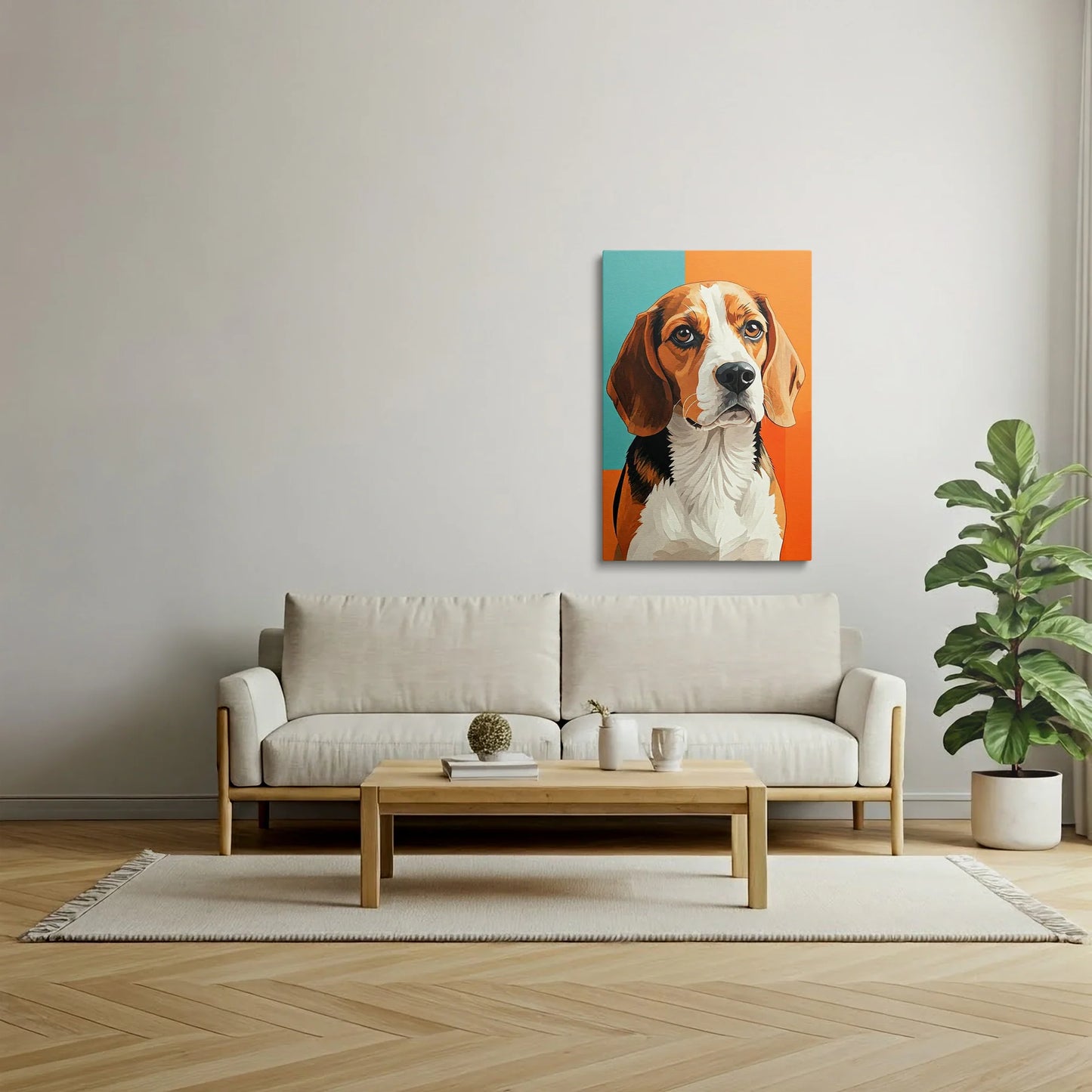 Tablou Modern - Portret Geometric de Câine - vedere living