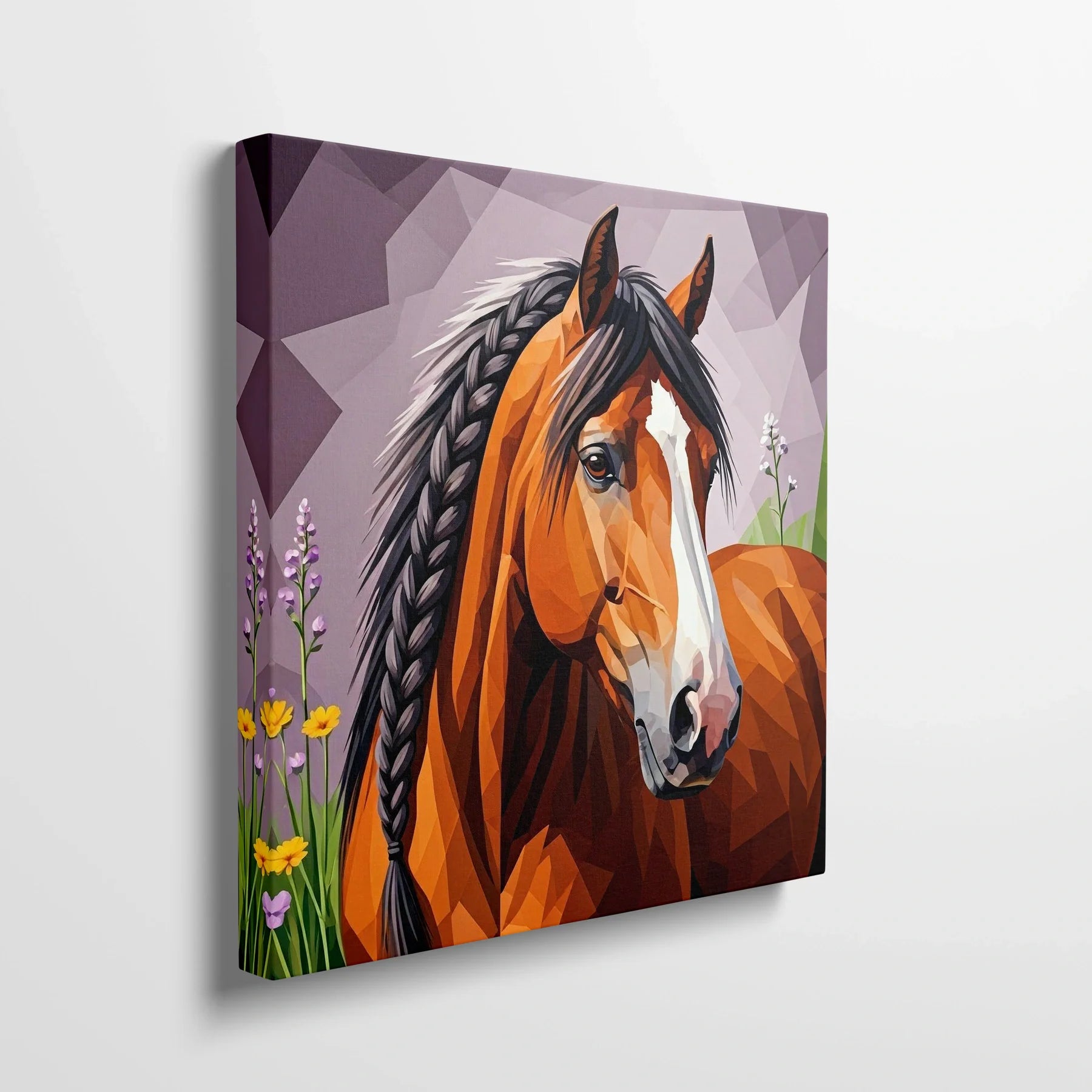 Tablou Modern - Portret Geometric Al Unui Cal - vedere din lateral sprijinit perete
