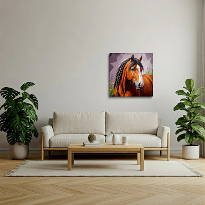 Tablou Modern - Portret Geometric Al Unui Cal - vedere living