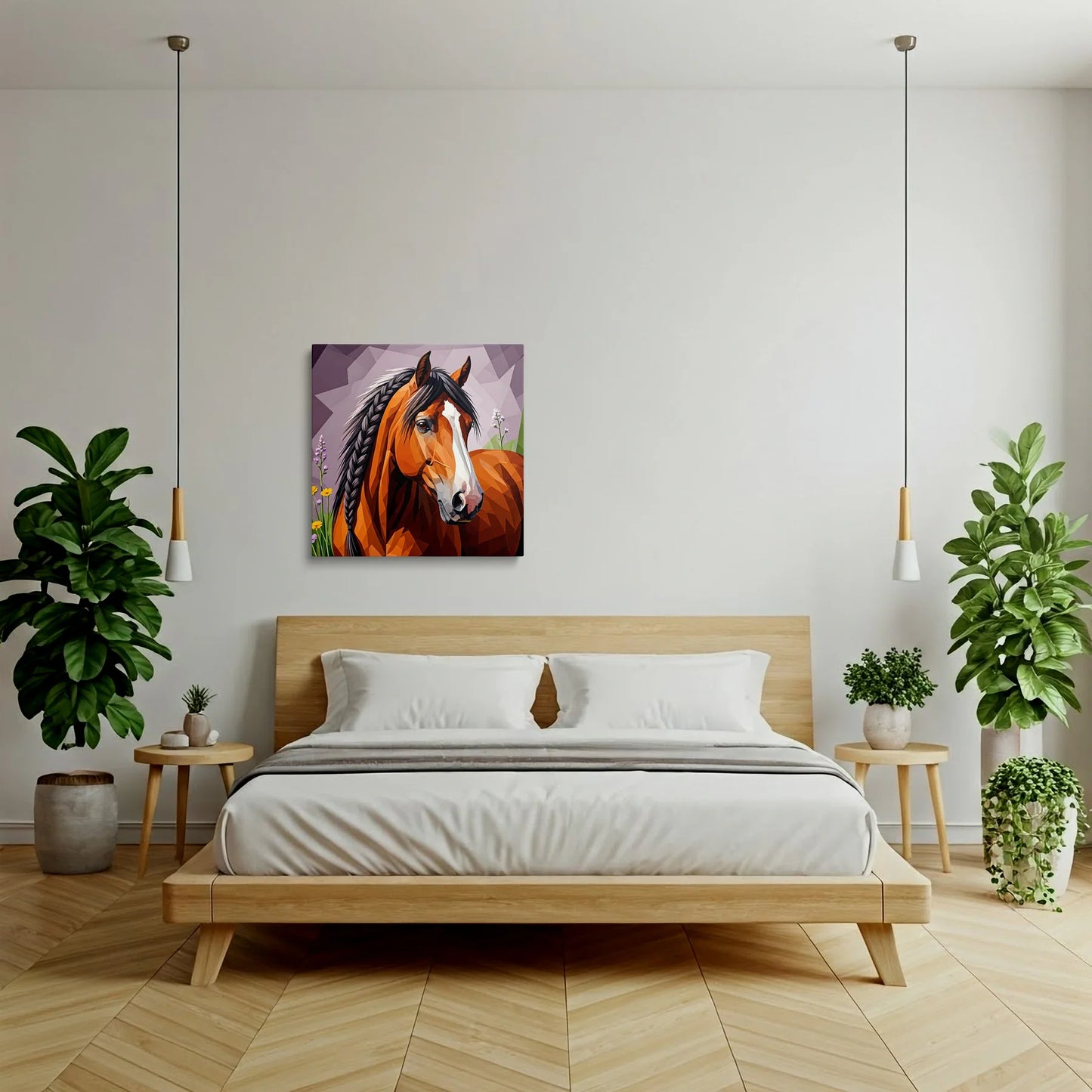 Tablou Modern - Portret Geometric Al Unui Cal - vedere dormitor
