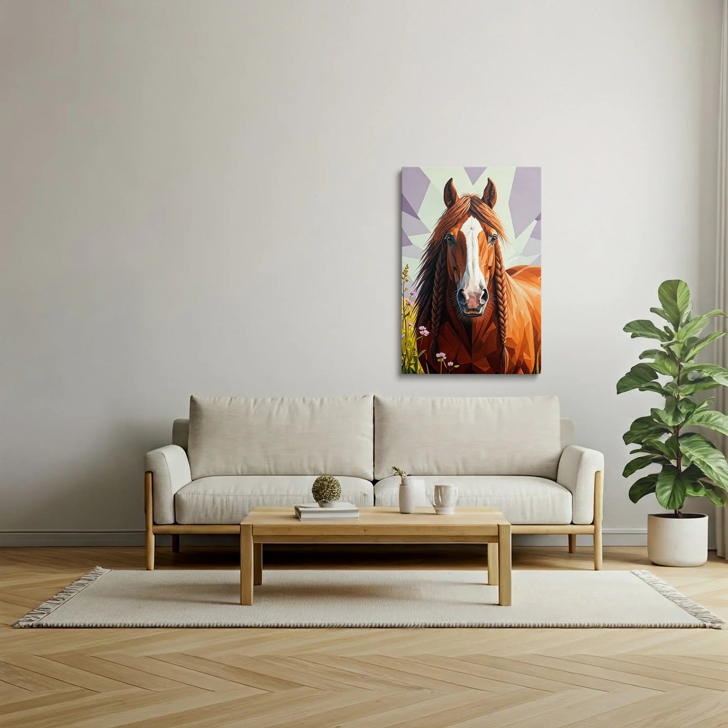 Tablou Modern - Portret Geometric Al Unui Cal 2 - vedere living