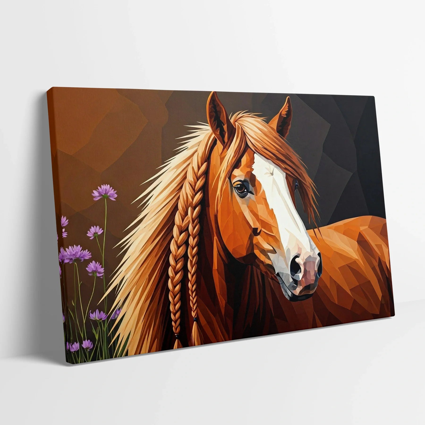 Tablou Modern - Portret Geometric Al Unui Cal 3 - vedere din lateral sprijinit perete