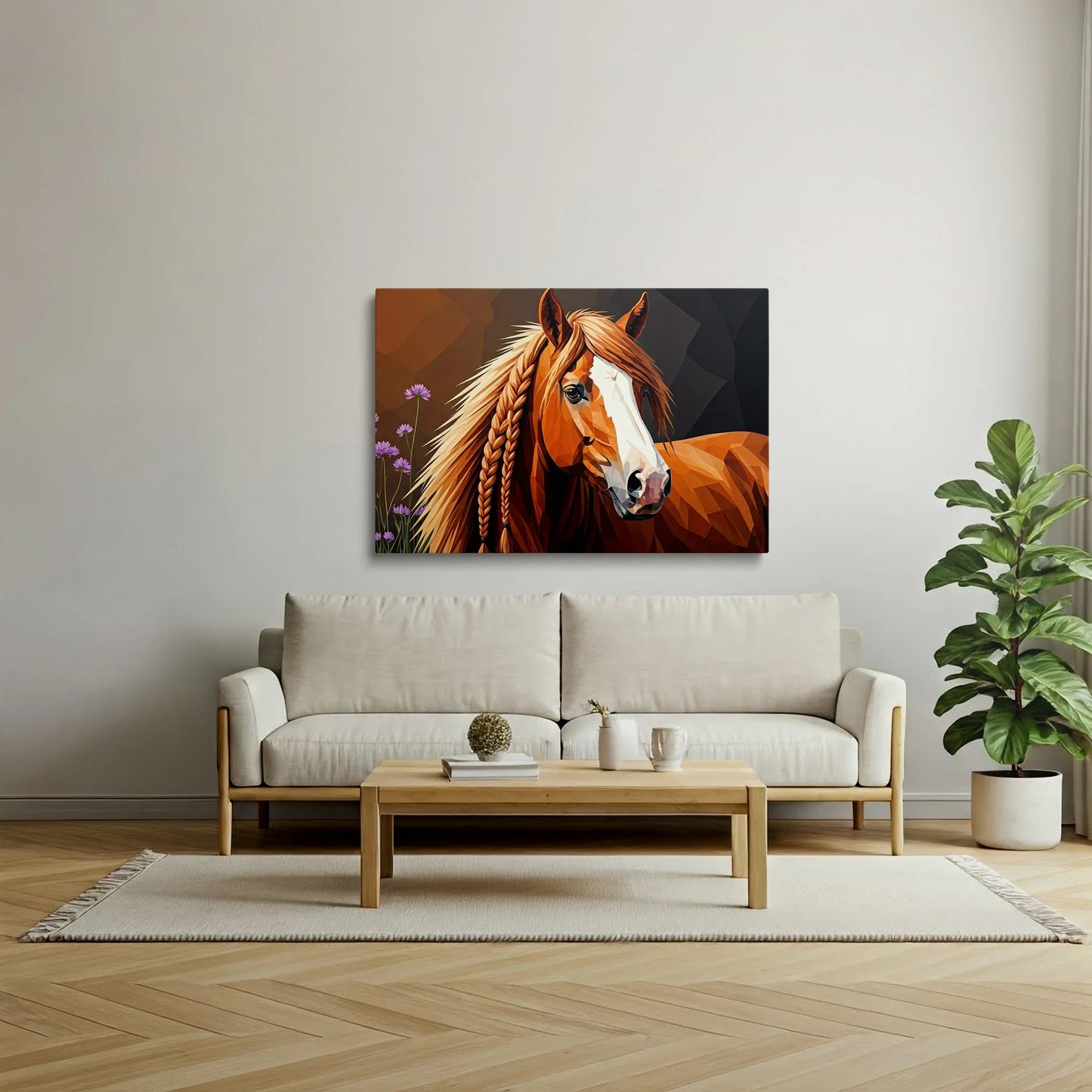 Tablou Modern - Portret Geometric Al Unui Cal 3 - vedere living