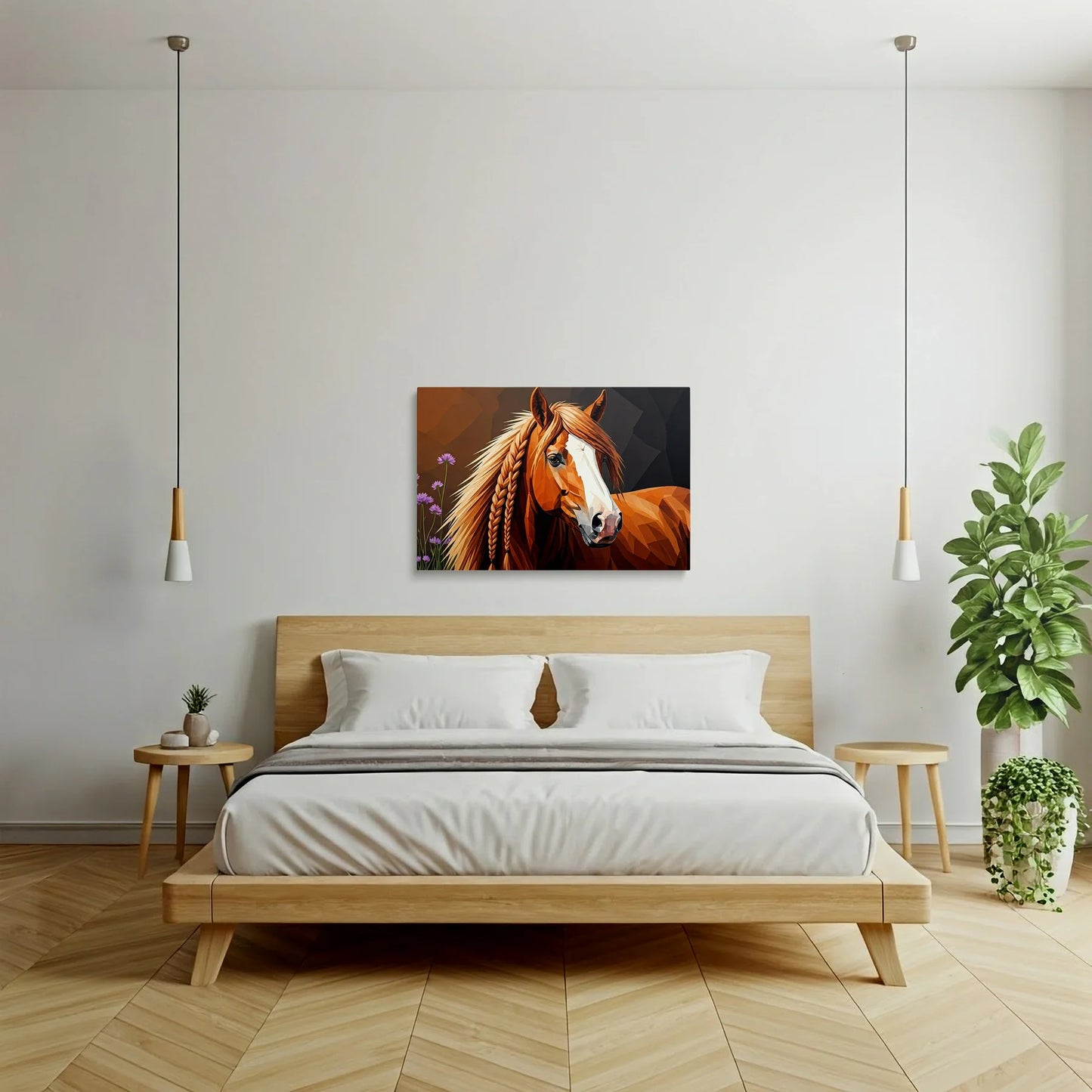 Tablou Modern - Portret Geometric Al Unui Cal 3 - vedere dormitor