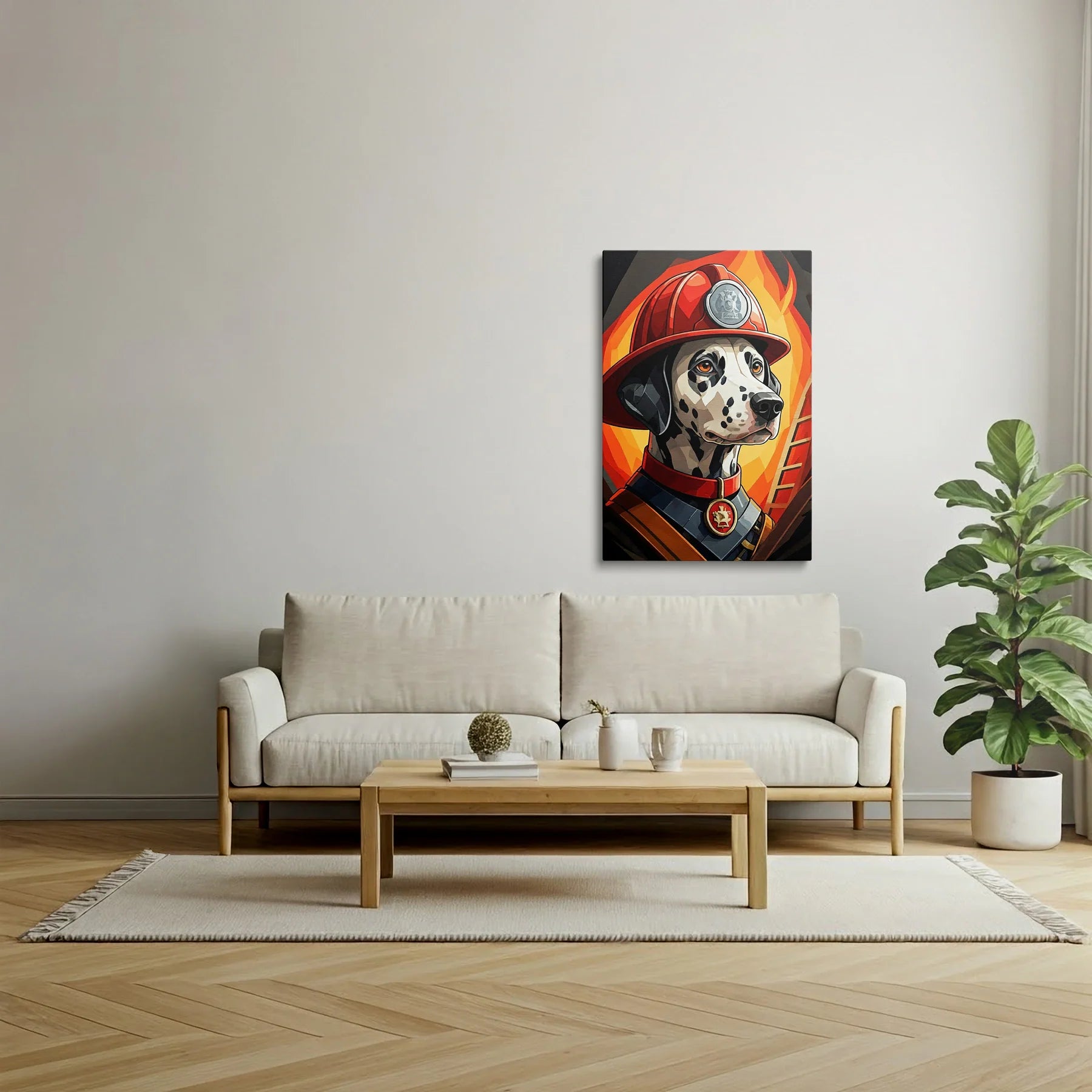 Tablou Modern - Portret Geometric de Câine Inspirat - vedere living