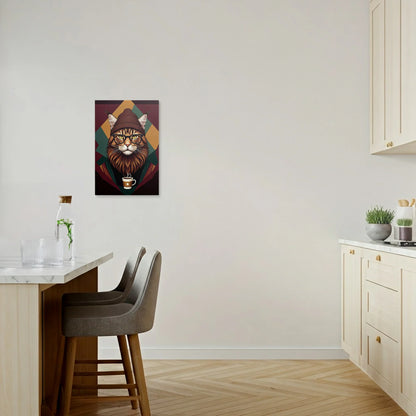 Tablou Modern - Portret Geometric de Pisică cu Stil - vedere bucatarie