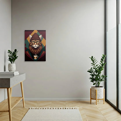 Tablou Modern - Portret Geometric de Pisică cu Stil - vedere hol